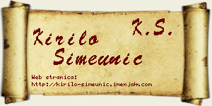 Kirilo Simeunić vizit kartica